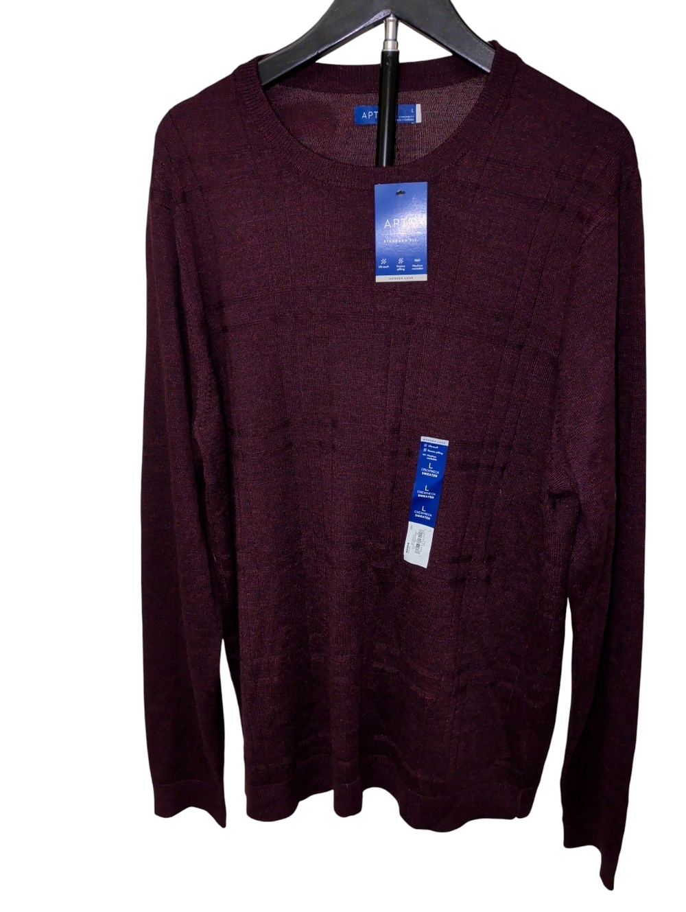 New Apt.9 Merino Wool Burgundy Ultra soft Crewneck Sweater